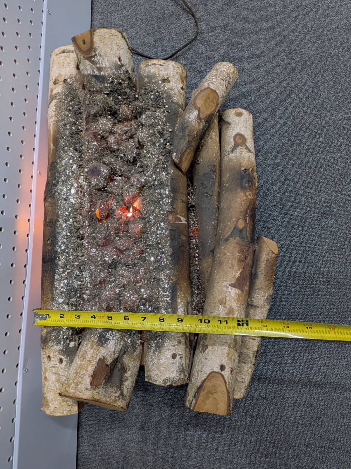 VTG 60's Light Up Fireplace Birch Wood Logs Faux Fire Electric Burning Logs Xmas