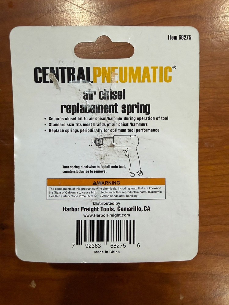 Central Pneumatic Air Chisel Replacement Spring Black 68275