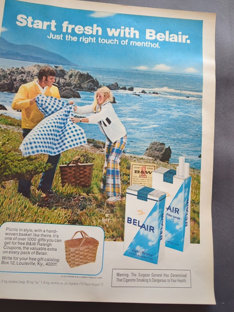 Belair Cigarettes Advertisement 1970s