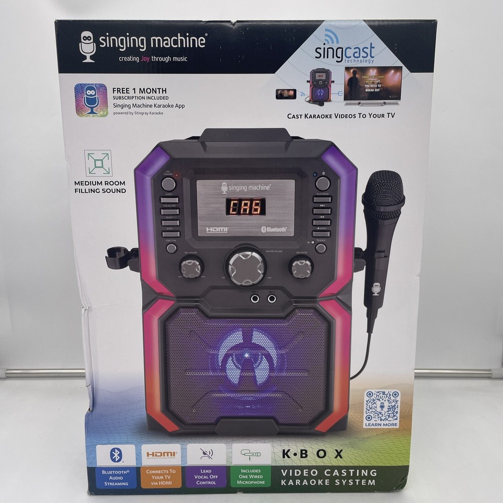 Singing Machine SingCast K-Box Karaoke Stand Alone Machine with LED Lights