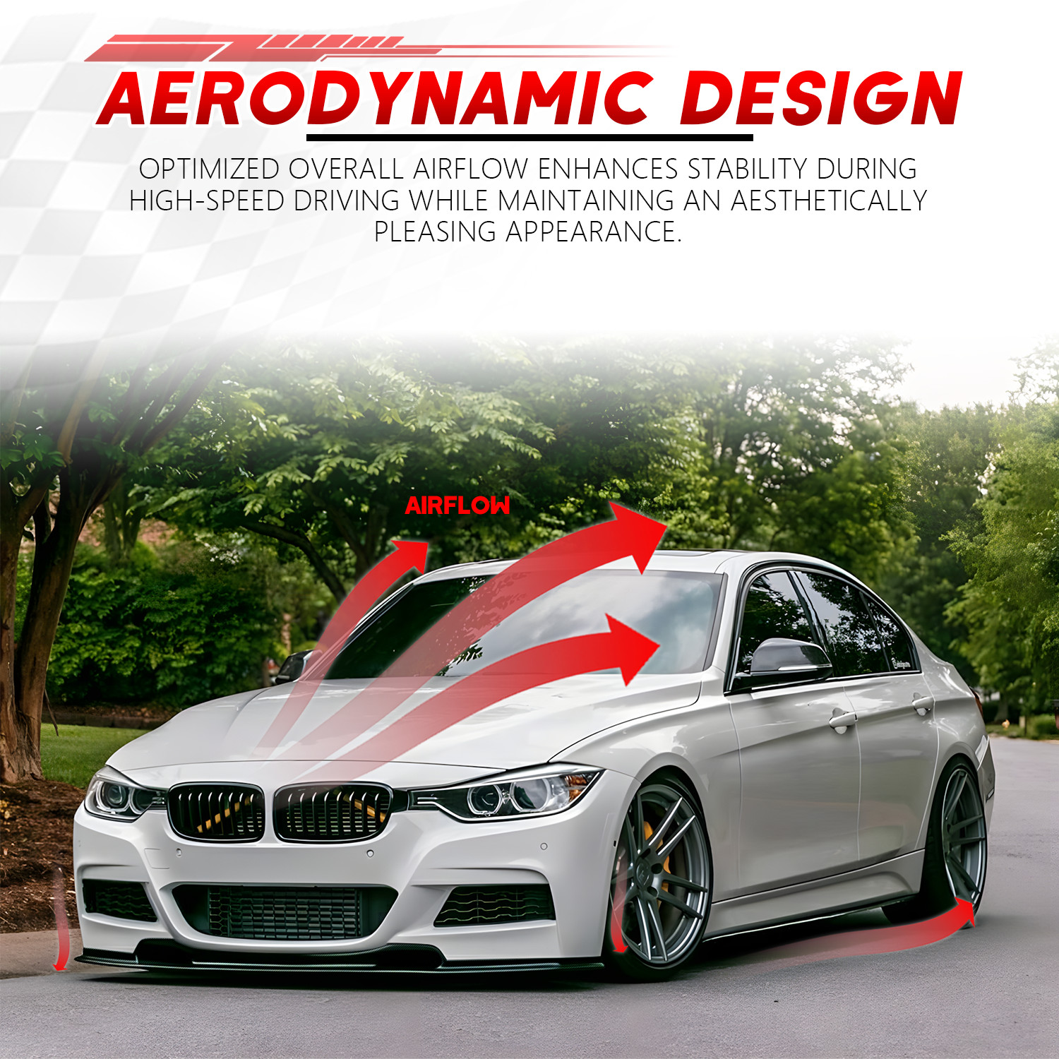 For BMW F30 3 Series M Sport 2012-2018 V2 Carbon Fiber Front Bumper Lip Splitter