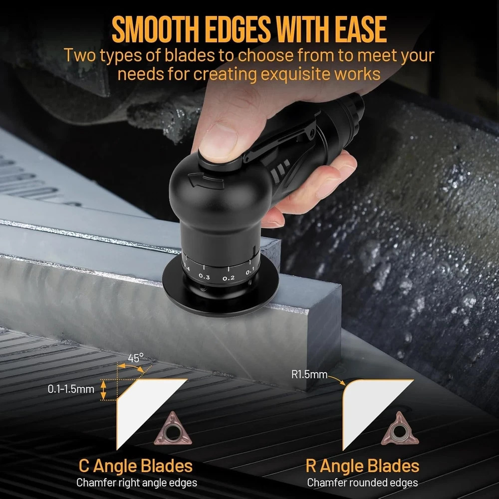 Pneumatic Chamfering Tool, Chamfer Tool with 6 C-Angle & 6 R-Angle Blades