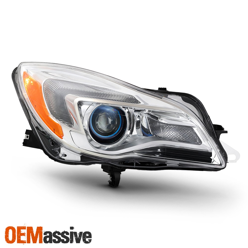 For 2014-2017 Buick Regal Halogen Projector Headlights Chrome Left+Right Pair