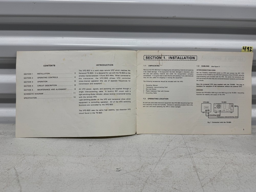 KENWOOD REMOTE VARIABLE FREQUENCY OSCILLATOR Model VFO-820 OPERATING MANUAL