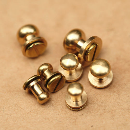 5-500pcs Stud Screw Round Head Solid Brass Nail Rivet Chicago Button DIY Leather