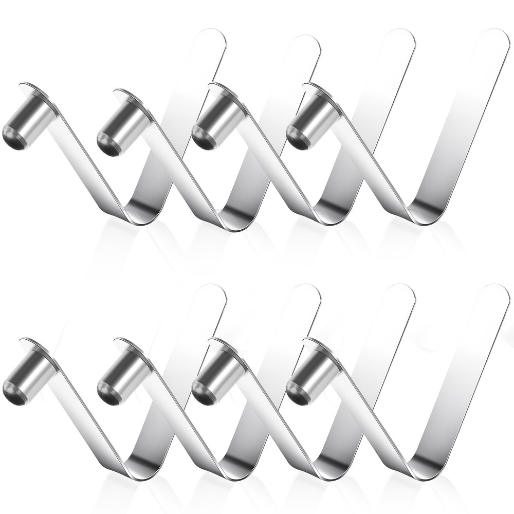 8 Pieces Paddle Spring Snap Clips - Tent Pole Clips, Small, Silver