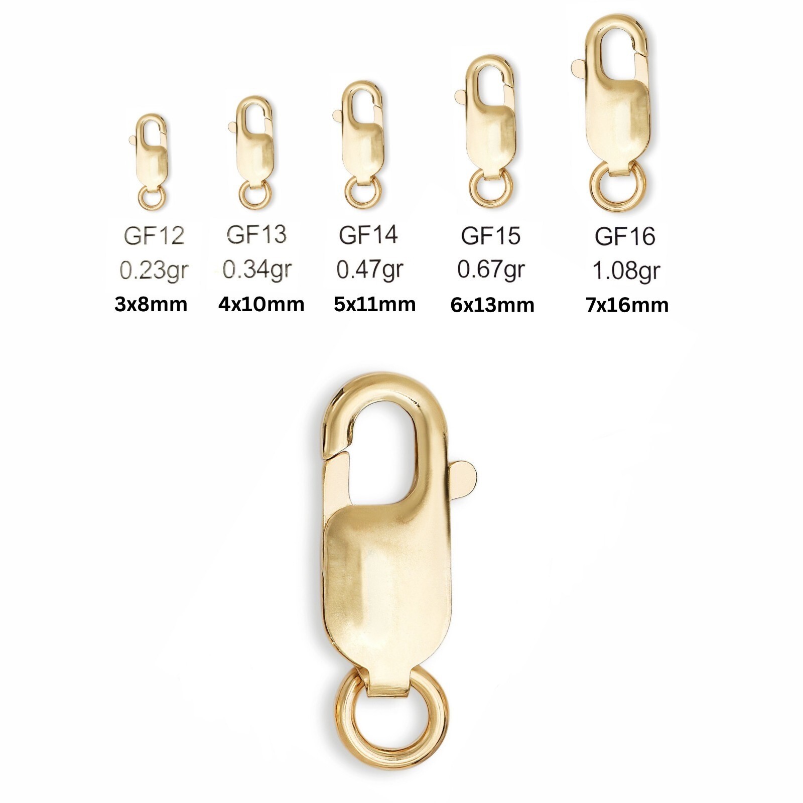 14K Gold Filled Lobster Claw Clasp Jewelry Finding for Necklace Bracelet Chain