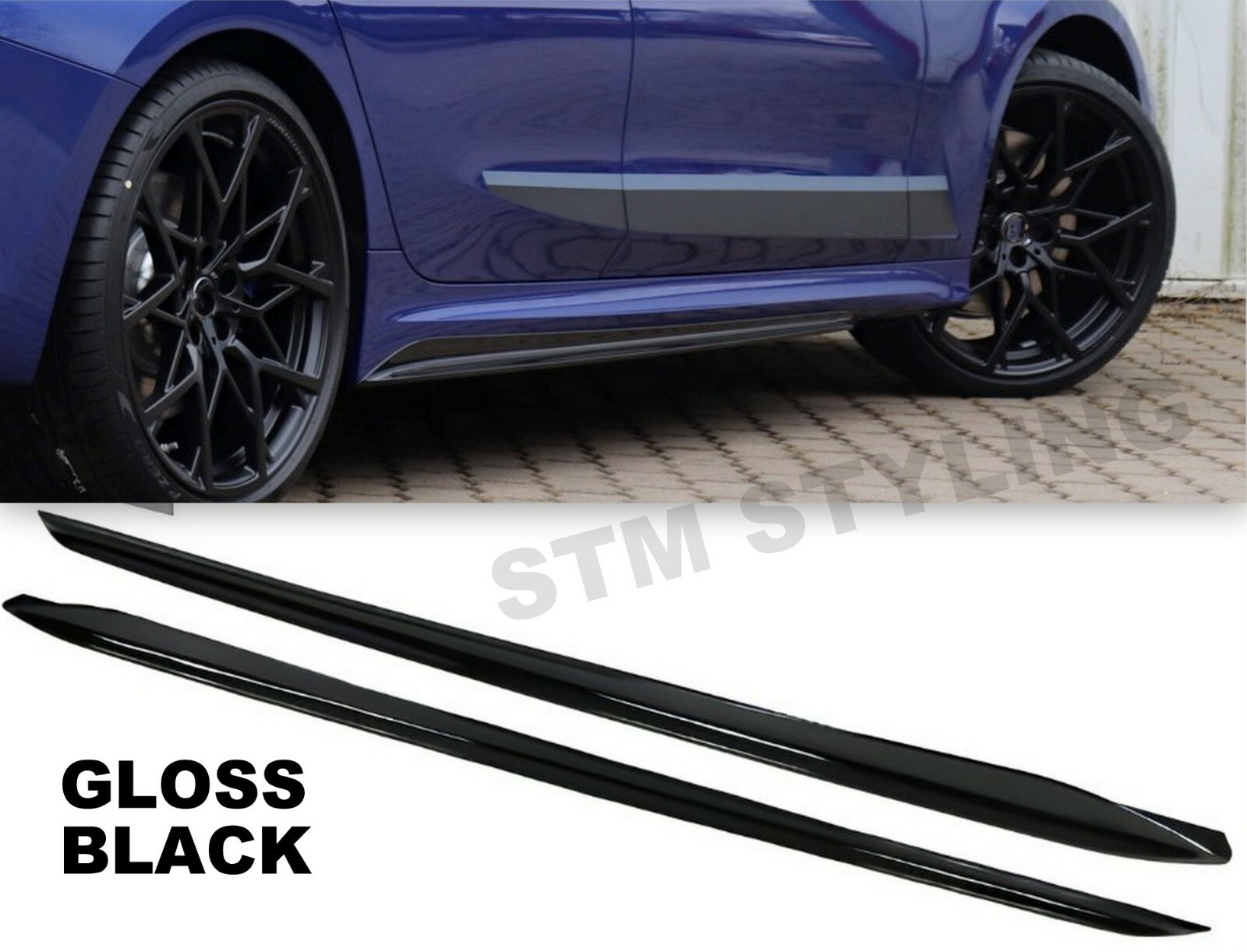 BMW 3 SERIES G20 SIDE SKIRT EXTENSIONS LIP BLADE M PERFORMANCE STYLE GLOSS BLACK