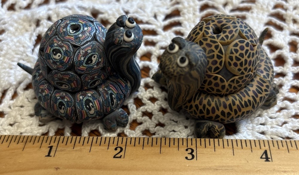 2 Polymer Clay Turtle Figurines