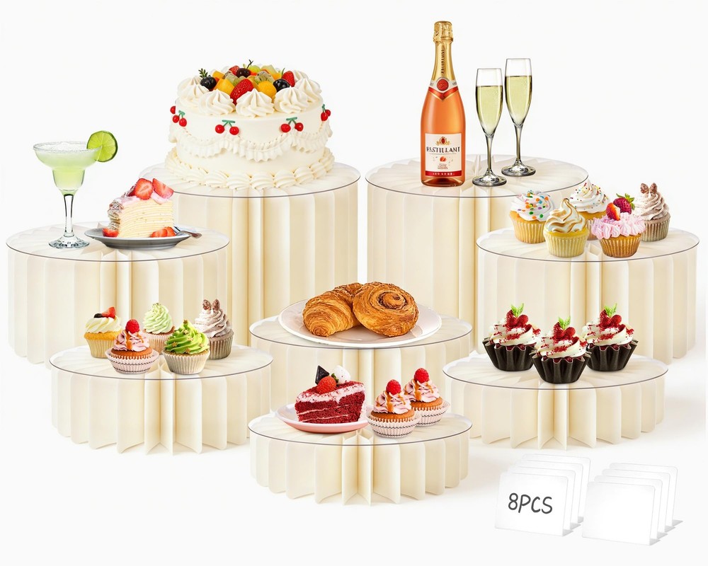 8Pack Buffet Risers Display Stands Foldable Food Risers for Buffet Table Tall...
