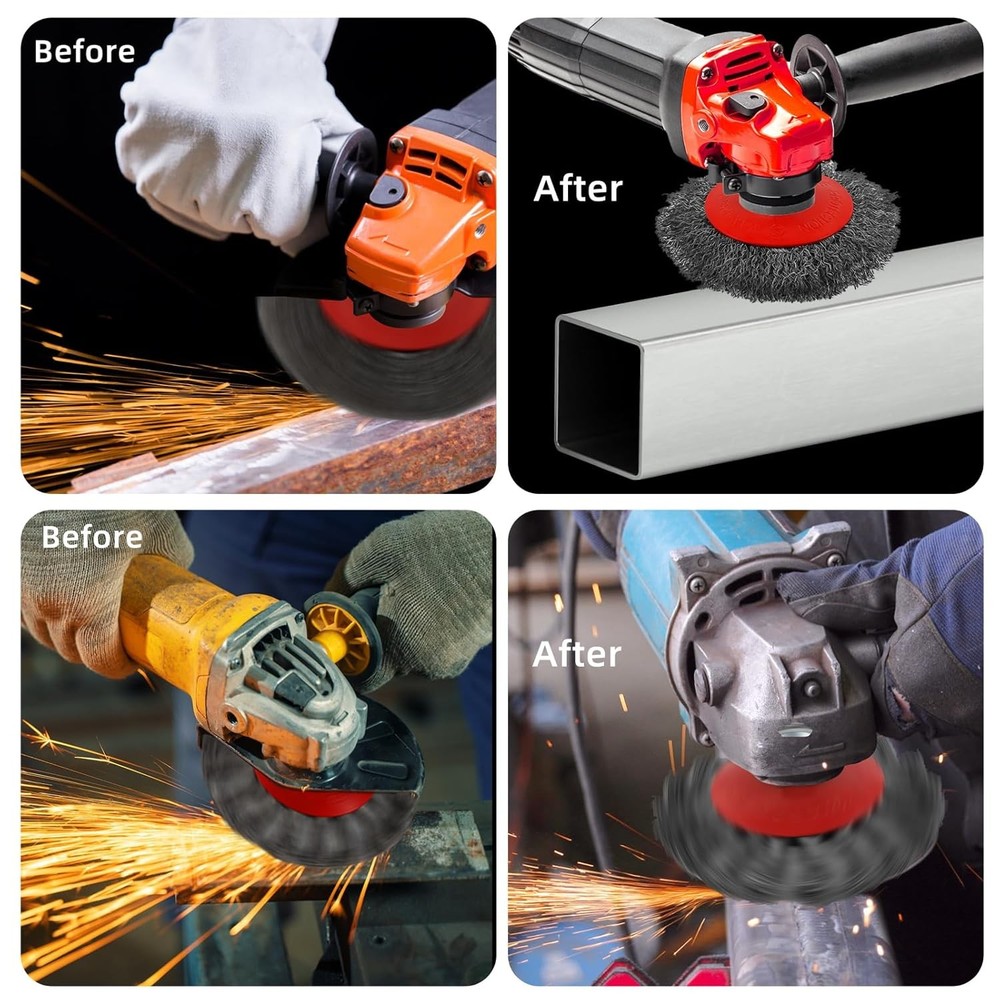 Wire Cup Brush Set Packaged with 4 Different Wire Wheel Brushes for Angle Grinde