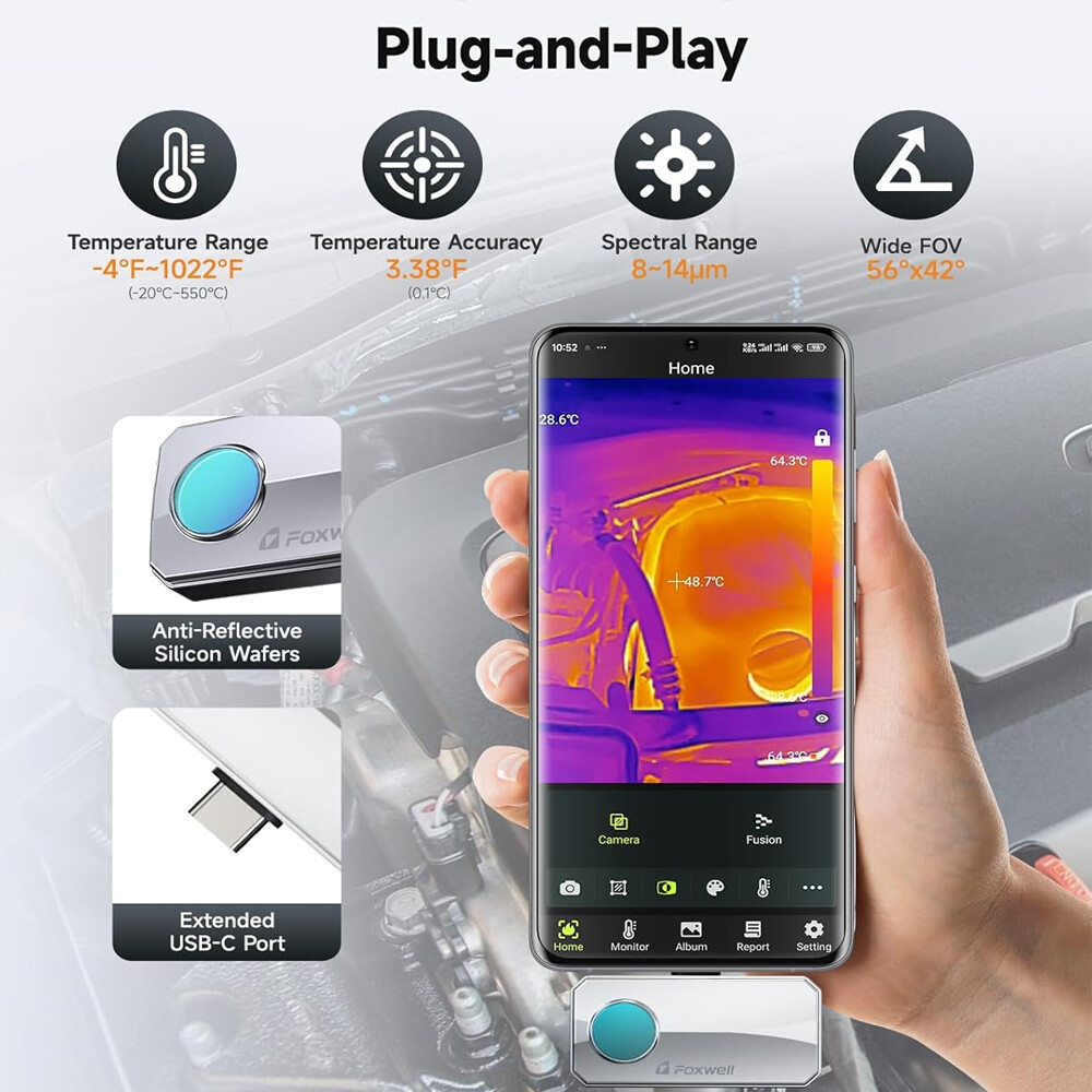 RT100 For Android 256 x 192IR High Resolution Dual-Camera Thermal Imaging Camera