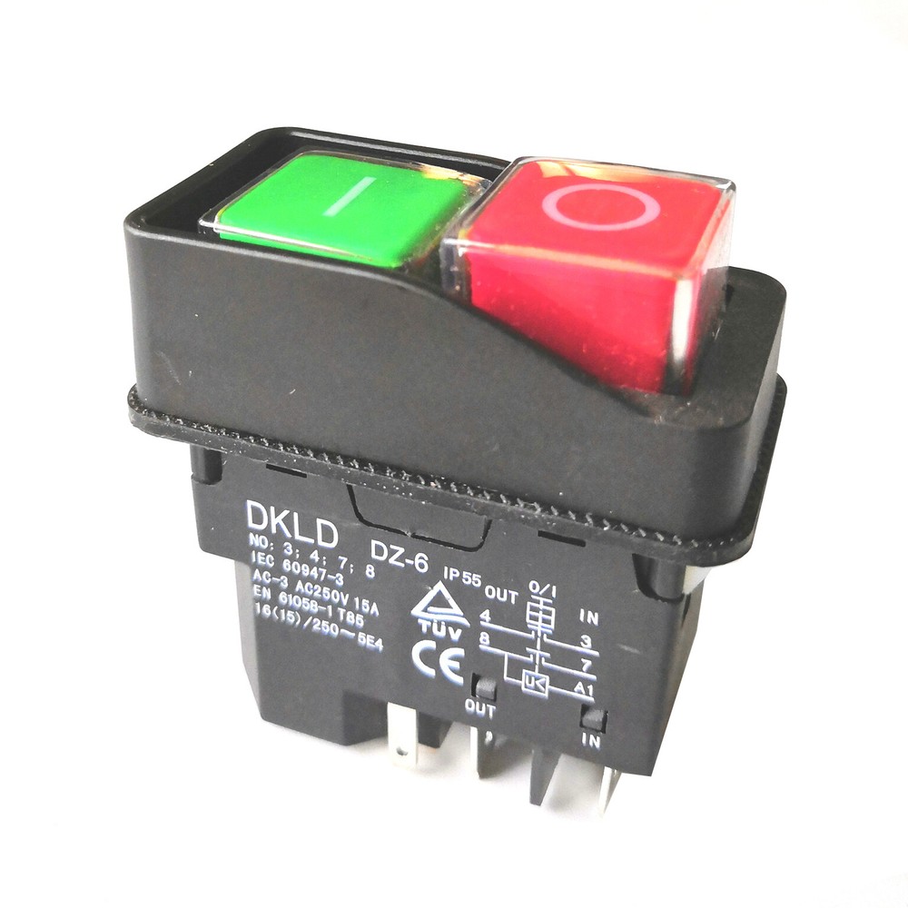 DZ-6 DKLD 250VAC 15A 5Pin Electromagnetic Pushbutton Switch for Grinding Machine