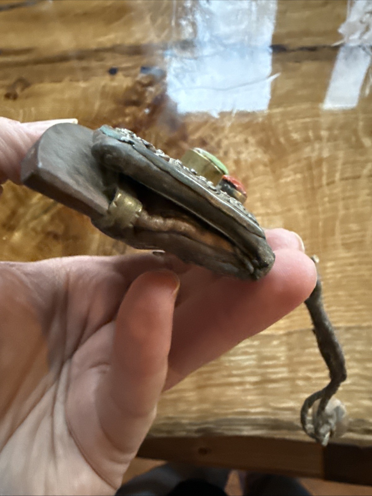 Old Antique Tibetan “ Mechak “ Flint Striker Red Coral Bead Leather Pouch Purse