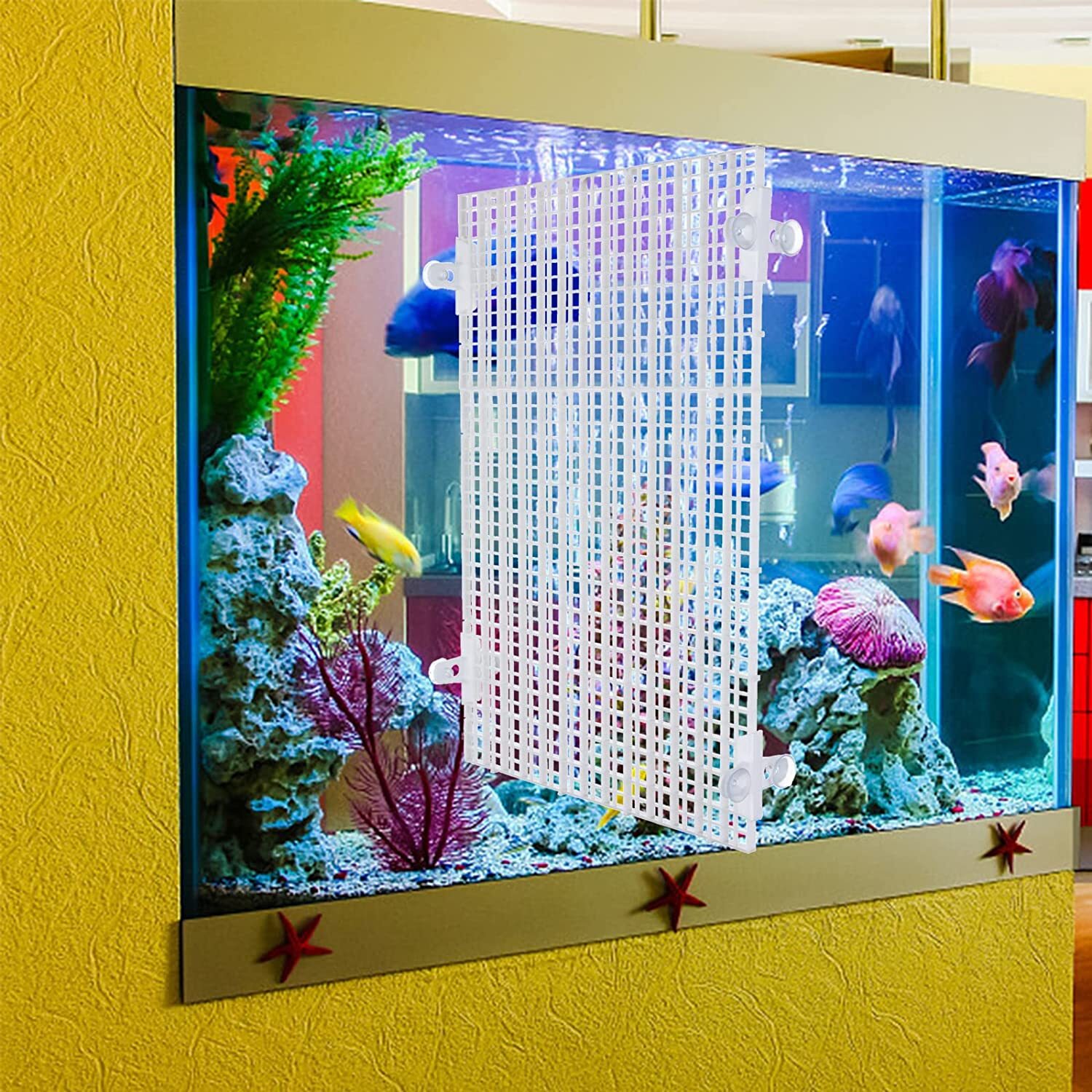 4pcs Aquarium Divider Tray Egg Crate Grid Fish Tank Divider Bottom Isolation