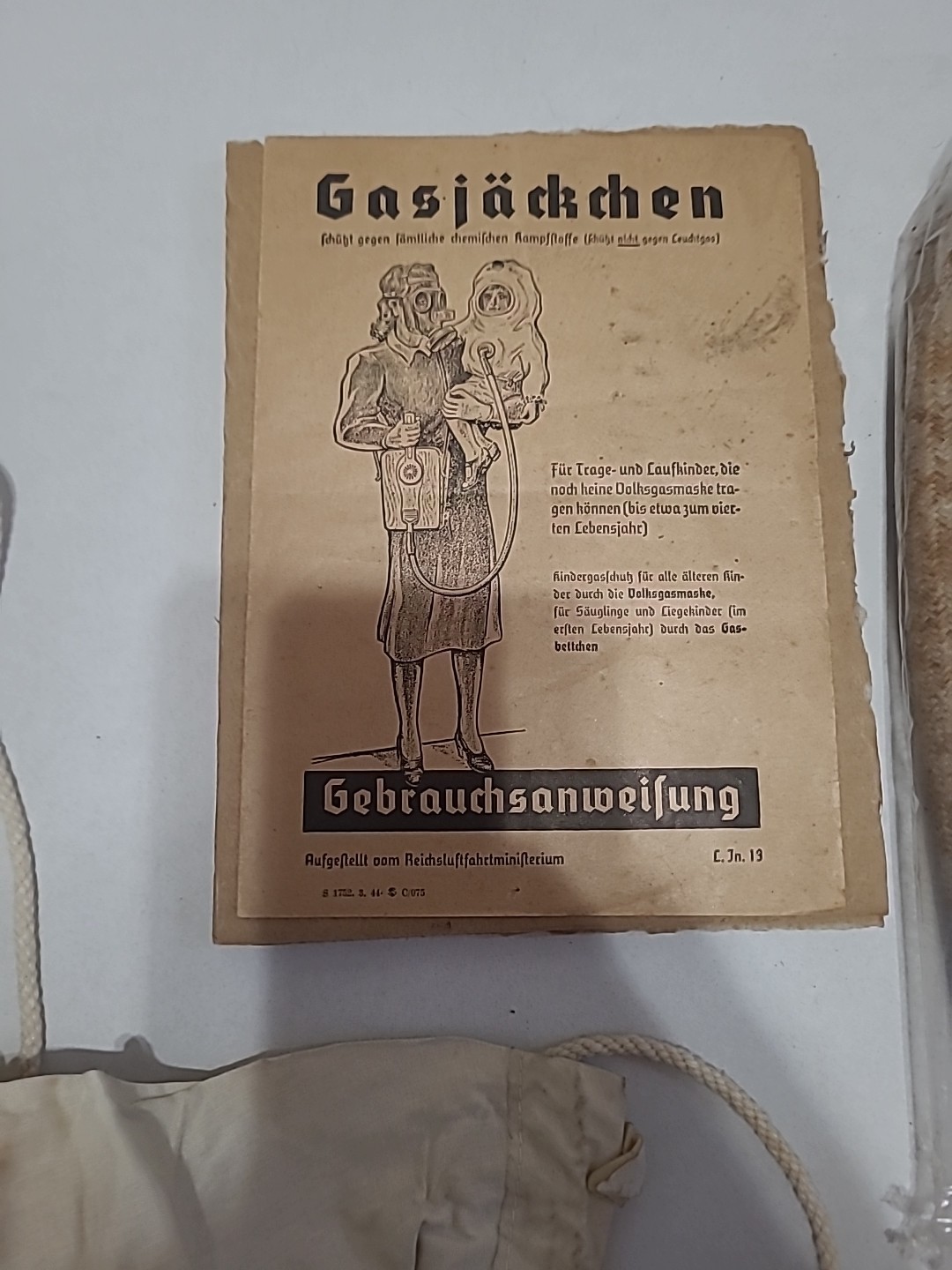 (2) RARE German Child Gas Jacket WWII NOT COMPLETE