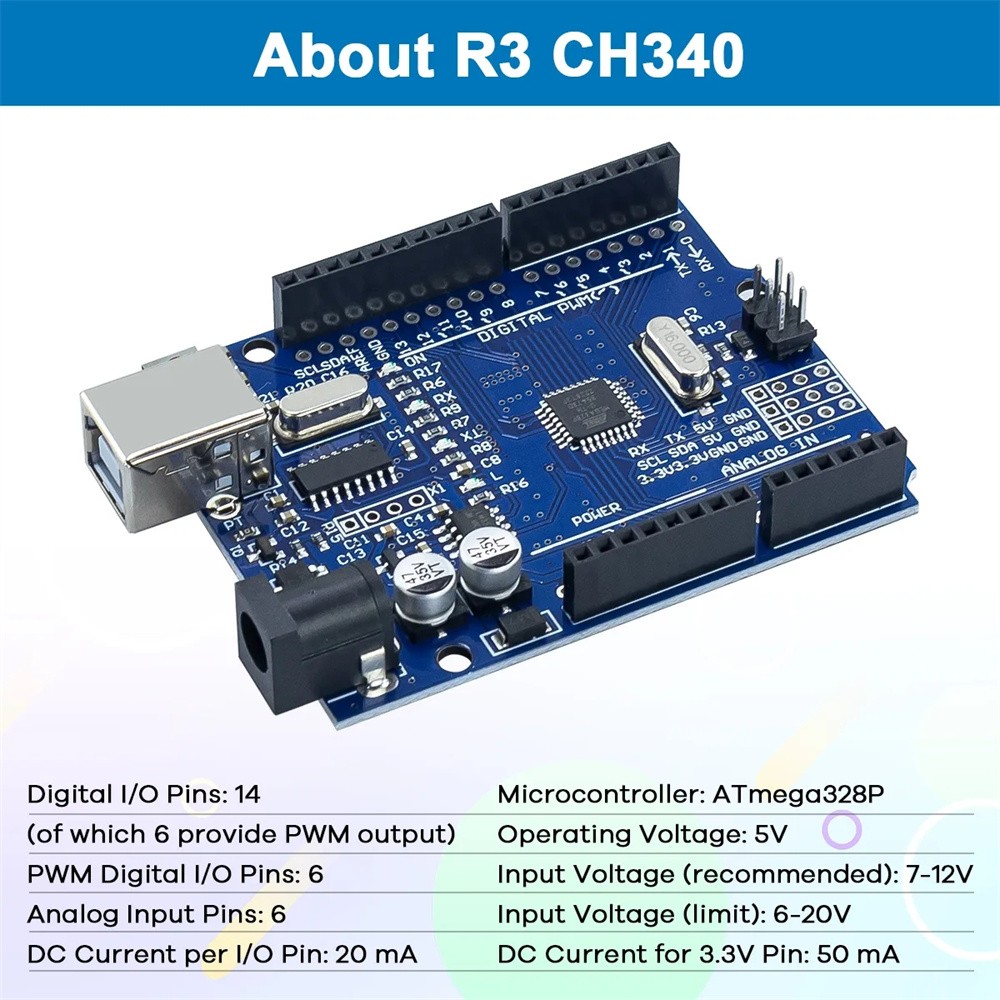 R3 CH340 Microcontroller Board ATmega328P Development Board For Arduino