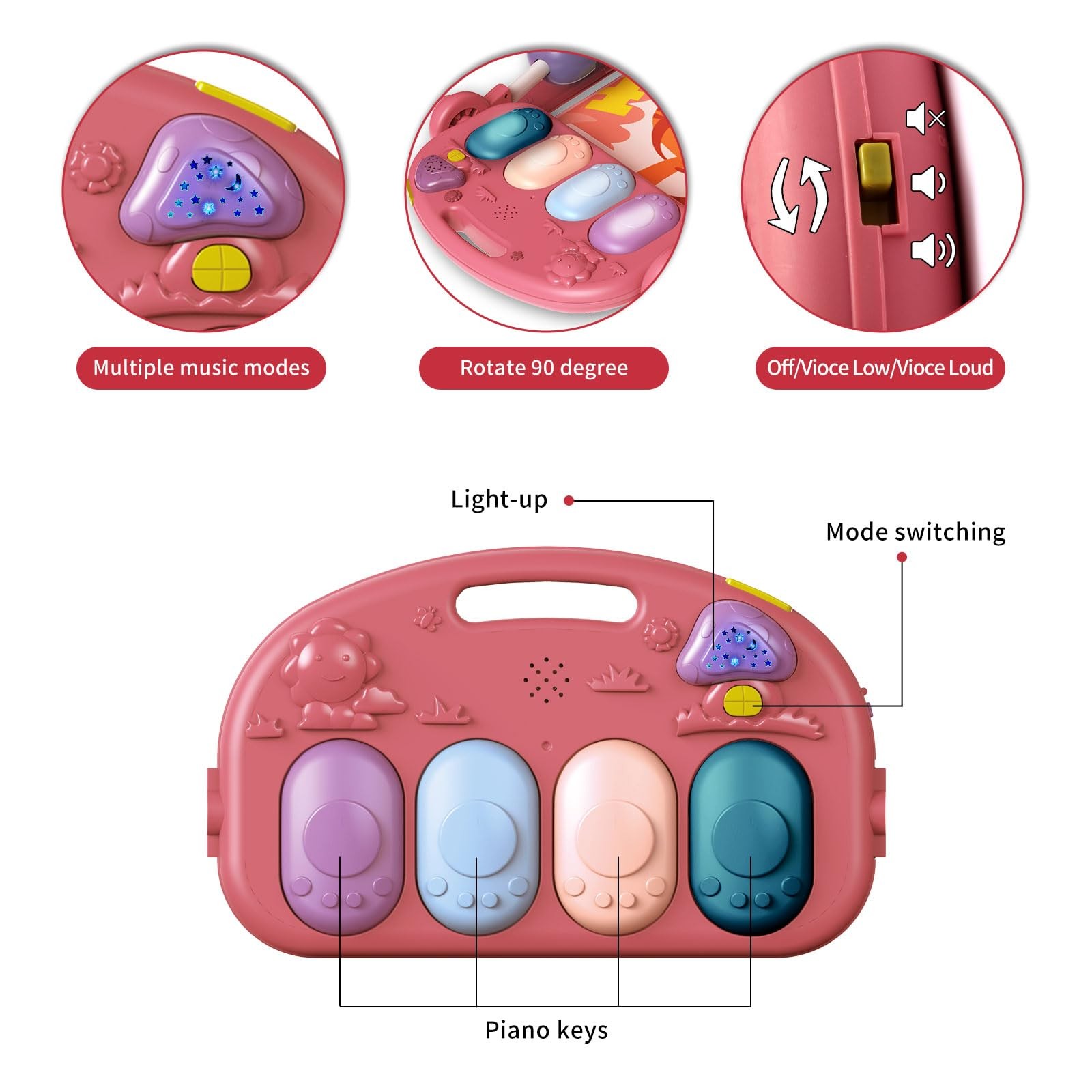 Baby Gym Play Mat, Piano Kick and Play Lights and Music Tummy Time Toys Infan...