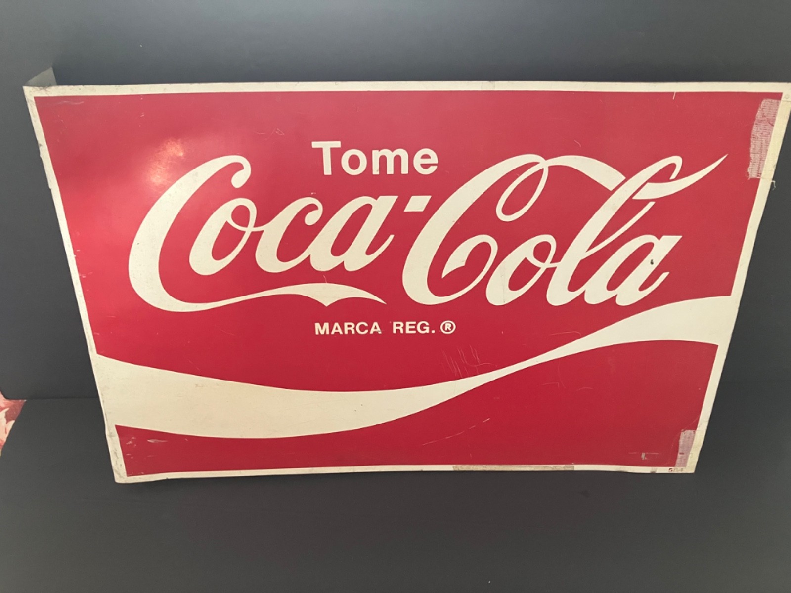 ORIGINAL VINTAGE METAL COCA COLA FLANGE SIGN 2 SIDED SPANISH SIGN