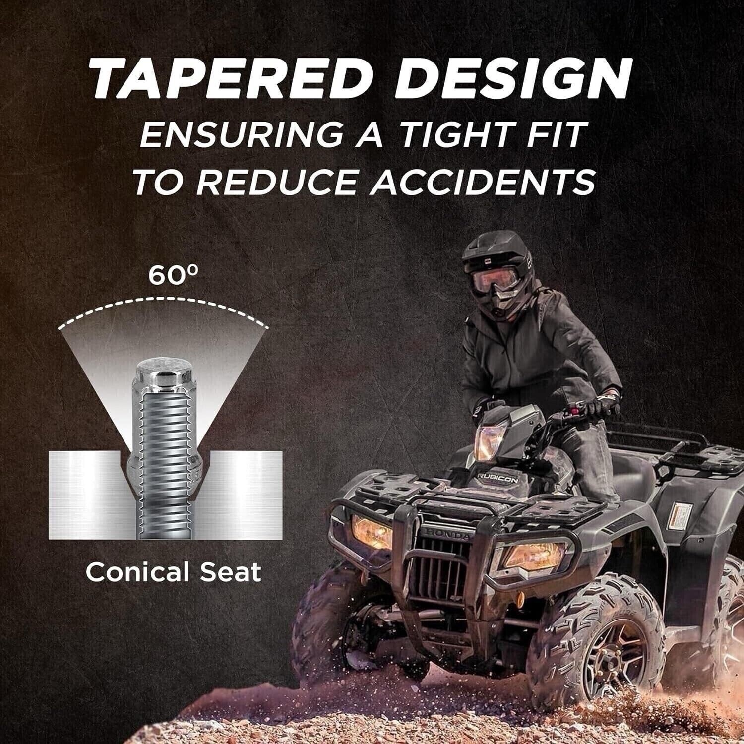 16 Lug Nuts 2010–2022 Polaris RANGER EV Wheel Rim Tapered Nut Black