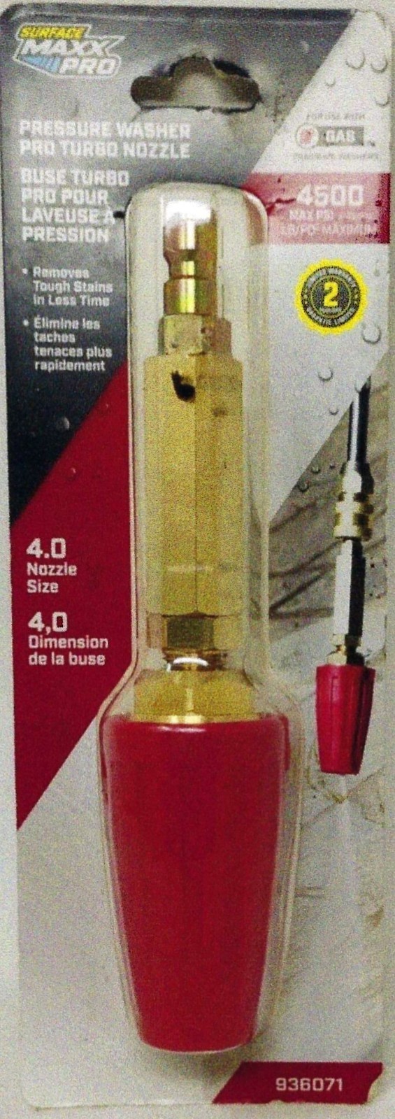 Surface Maxx Pro Pressure Washer Turbo Nozzle 4500-PSI Red (0936071) Sealed-New