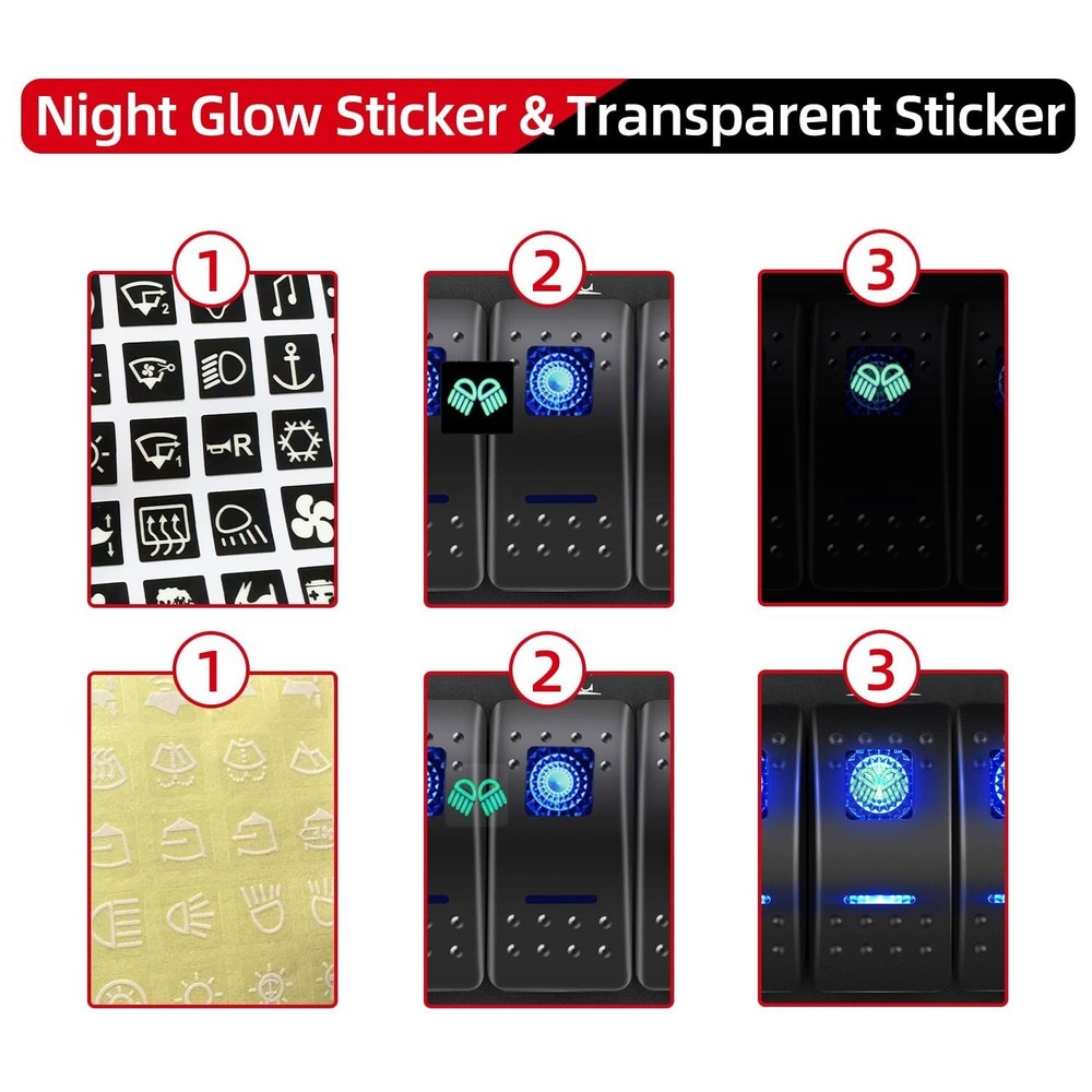 Multi-Function 3 Gang Rocker Switch Panel with Blue LED, USB Charger & Voltmeter