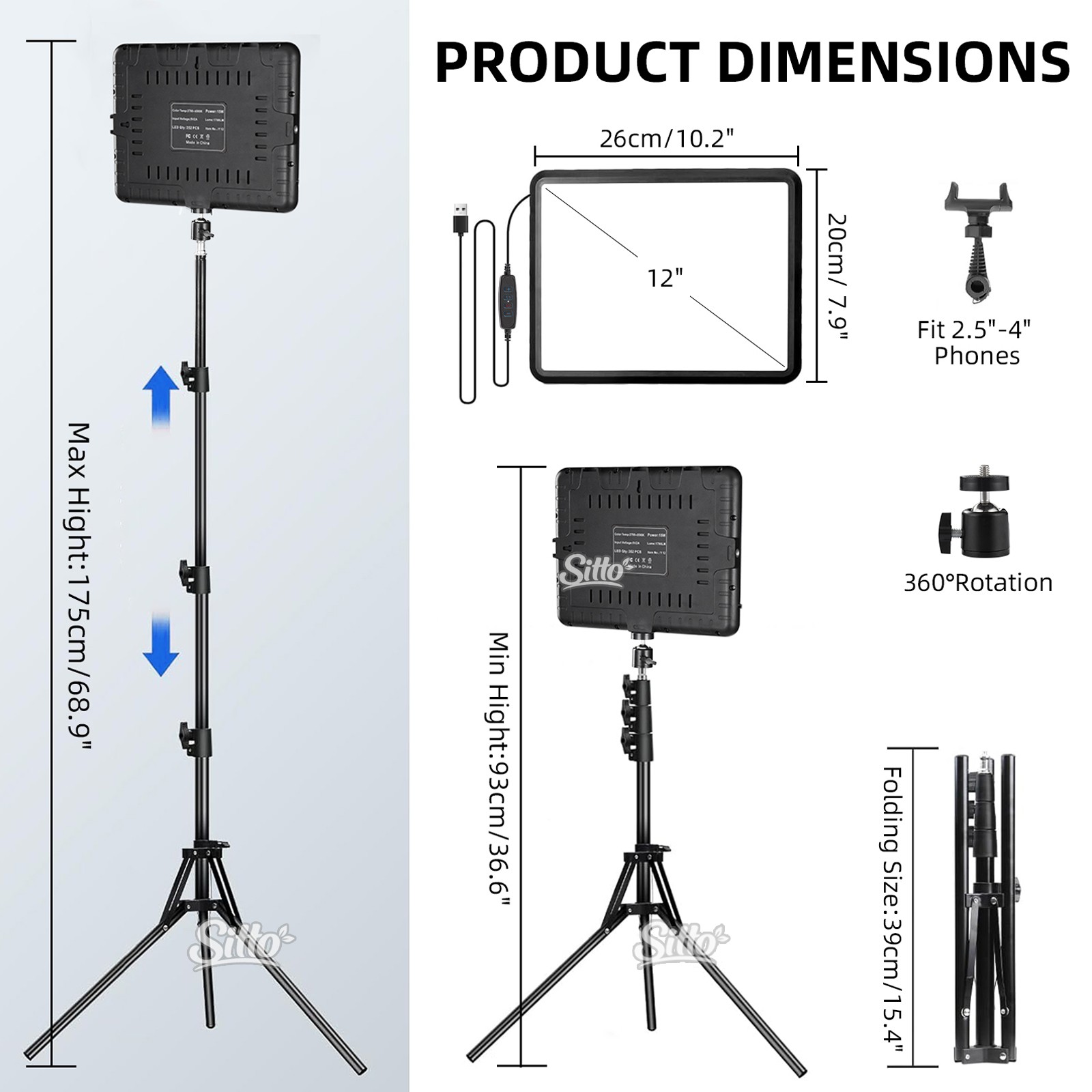 2x LED Video Light Kit Studio Dimmable Photo Tripod Photography Lighting Kit