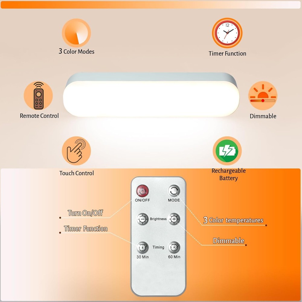 Bed Reading Light Headboard Reading Light with Adjustable Hook, Dimmable Book
