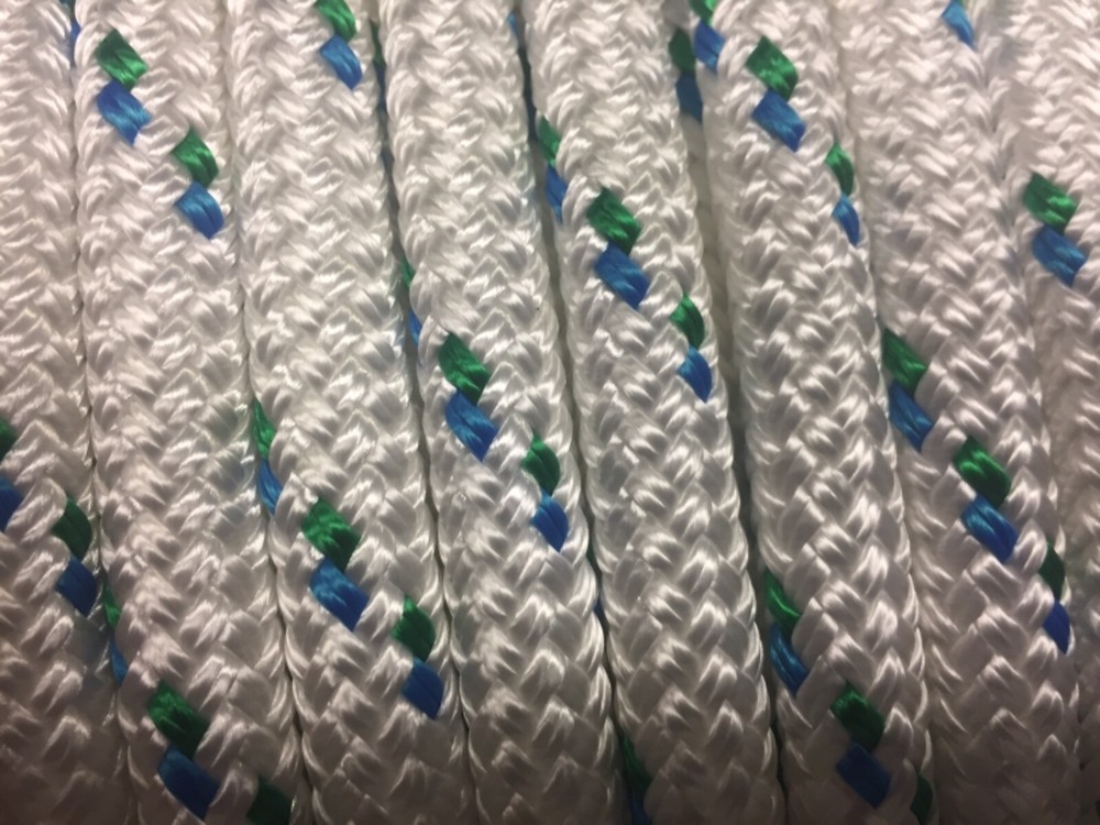 1/2" polyester double braid rope 600' Blue green white