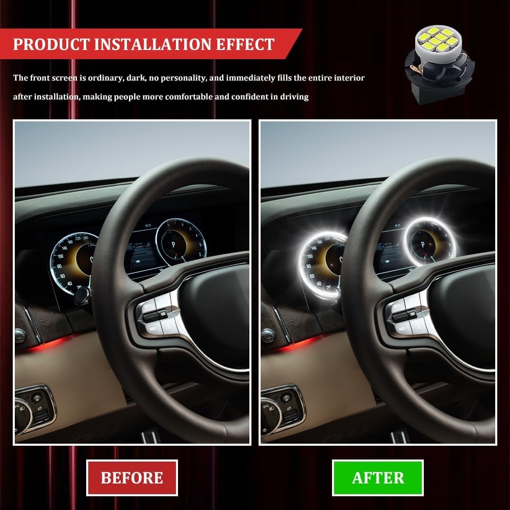 10PCS T10 194 168 LED Dash Instrument Light Bulbs with Twist Lock Socket, Car Da