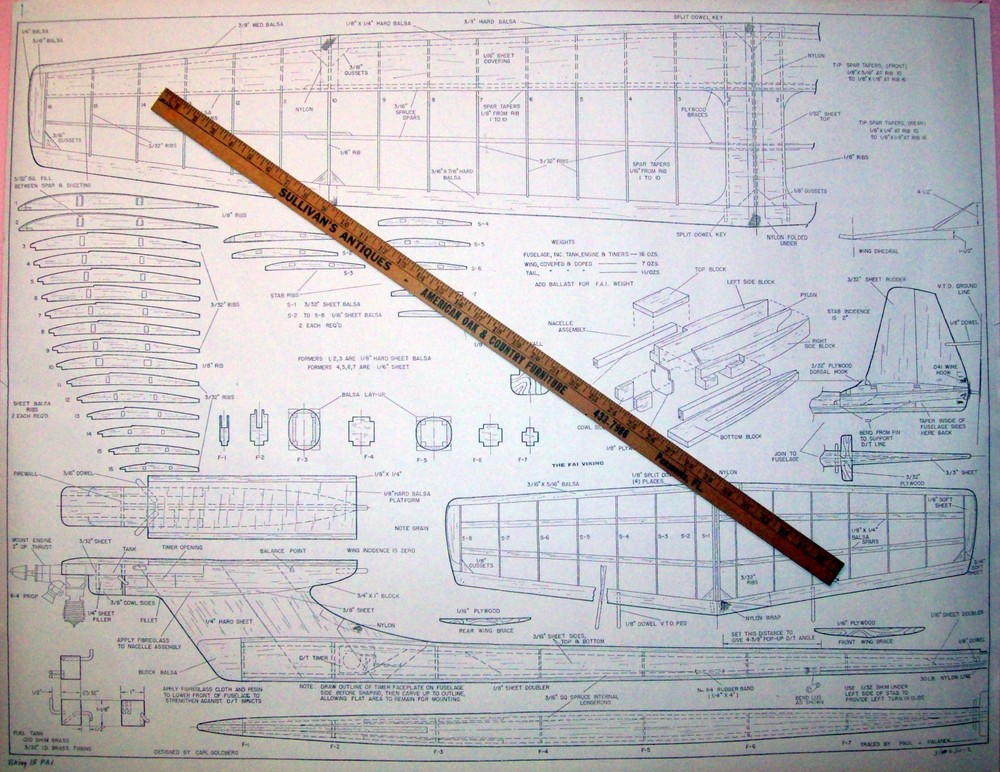 Goldberg's VIKING HI-THRUST PLAN + BUILDING ARTICLE for 1/2A FF Model Airplane