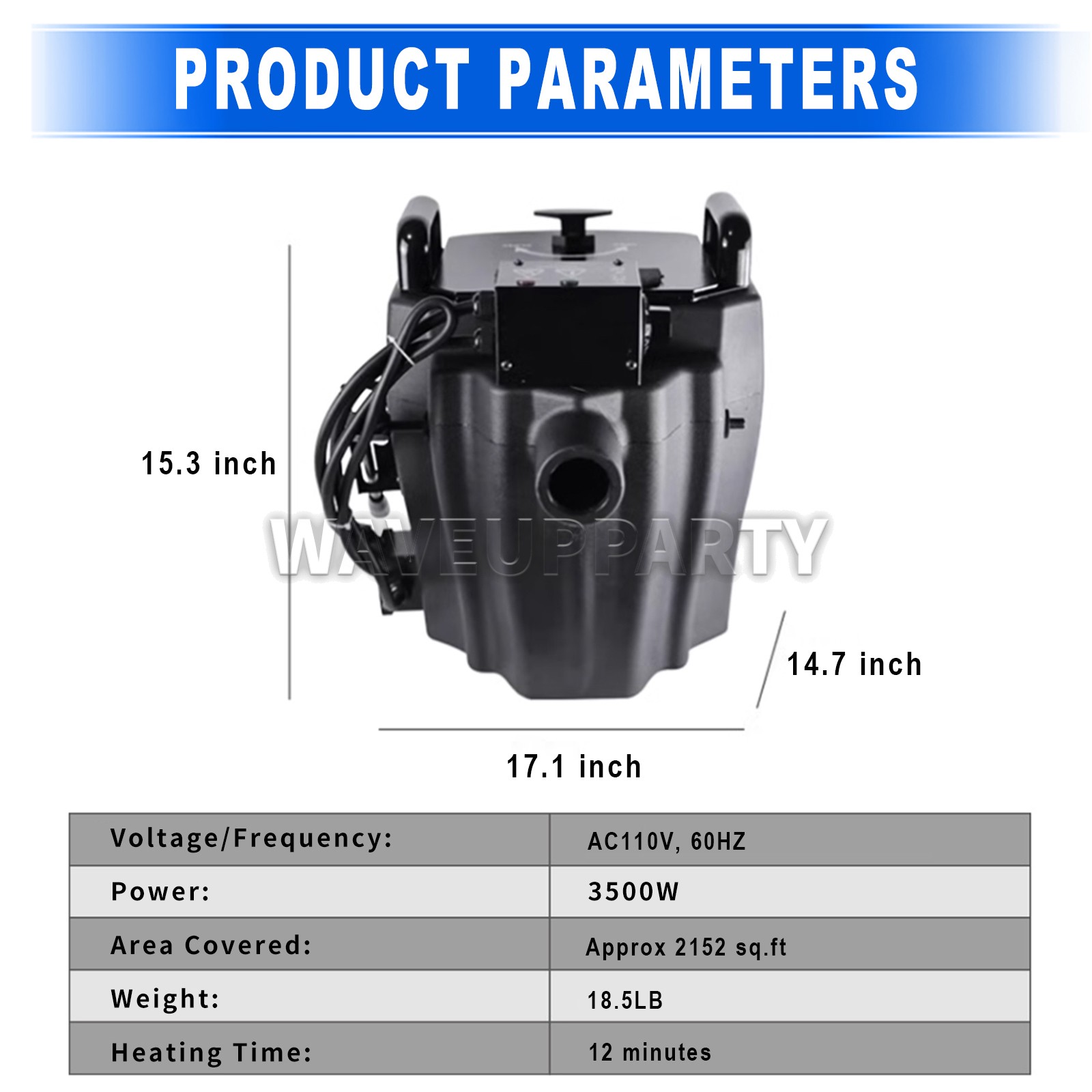 PAIDUN 3500W Dry Ice Fog Machine Low Lying Cloud Smoke Effect Wedding Party Show