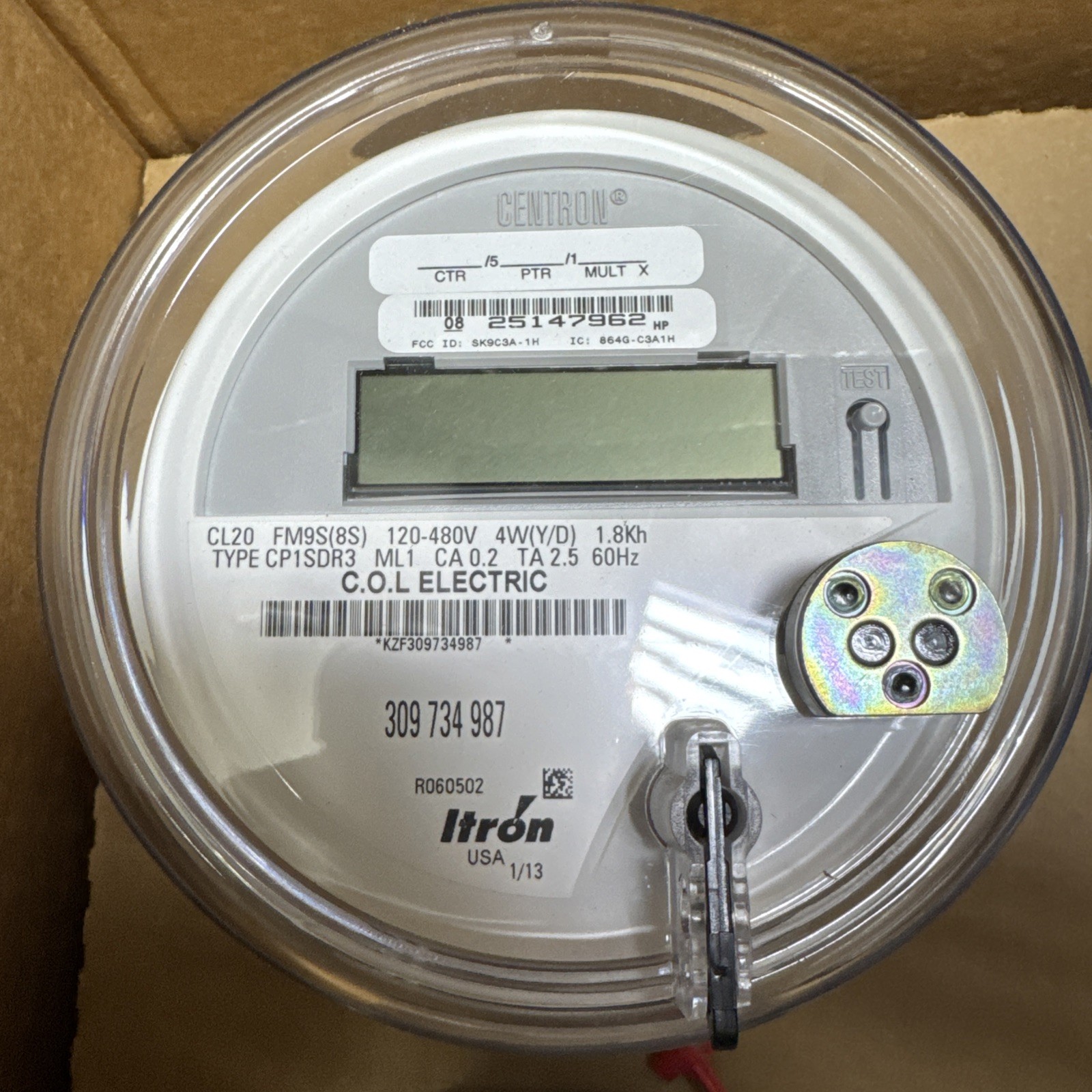 Lot Of 4 ITRON WATTHOUR METER KWH, CP1SDR3, FM16S, 4W, 10 LUG, Y/D 320A 120-480V