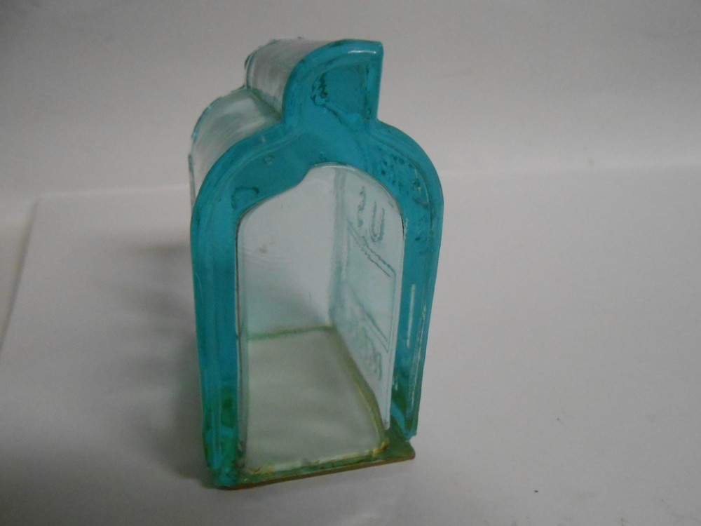 Glass LETTERS US Mailbox Candy Container Aqua Blue