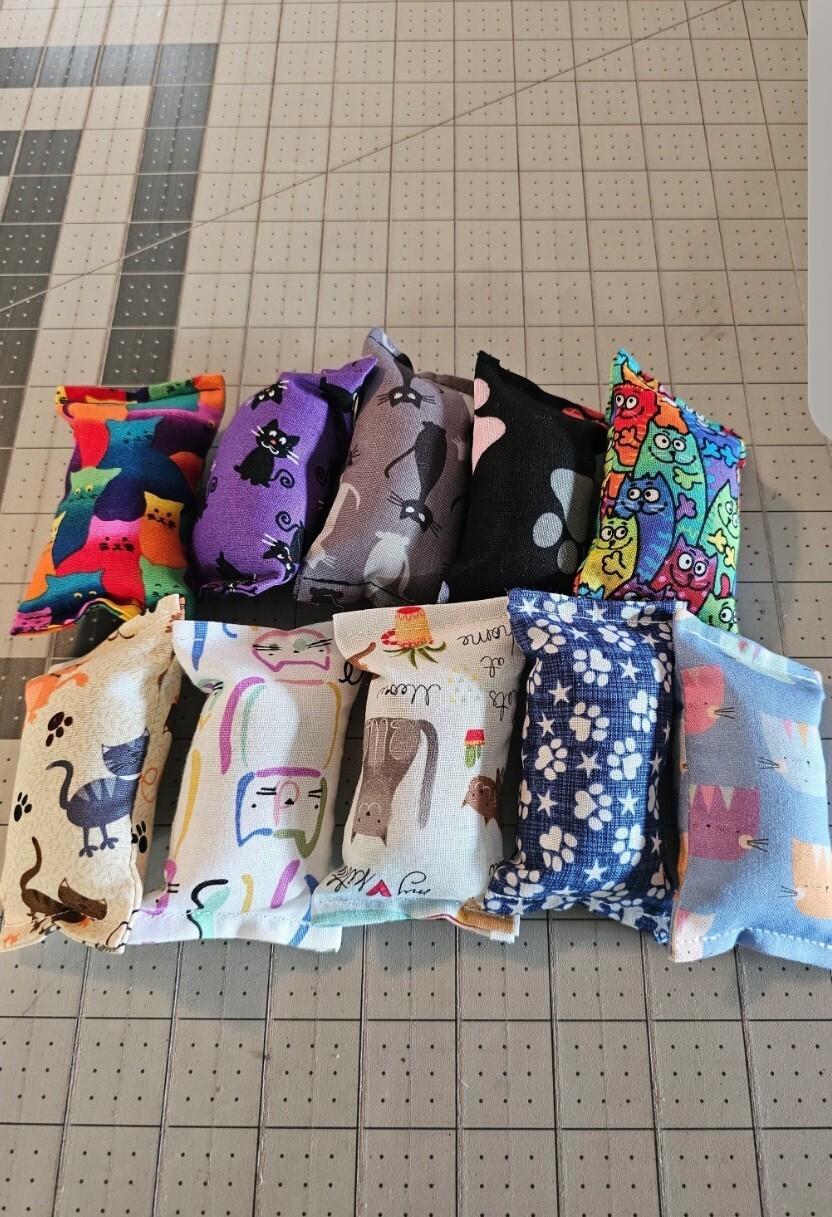 Mini Handmade Cat/Kitten Catnip Toy, Organic Catnip, Cat Gift, Value Bag Of 10