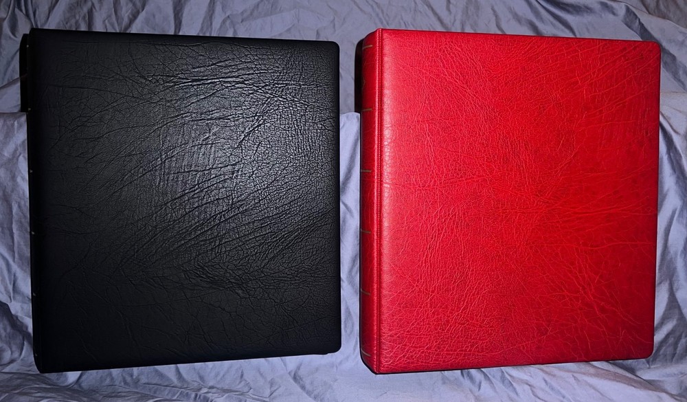 Slightly Used Old/Classic LIGHTHOUSE TWO-POST BINDERS LOT OF 2 - RED & BLACK