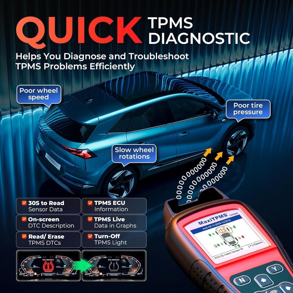 Autel MaxiTPMS TS508WF TPMS Relearn Tool TPMS Sensors Activate/Reset/Programming