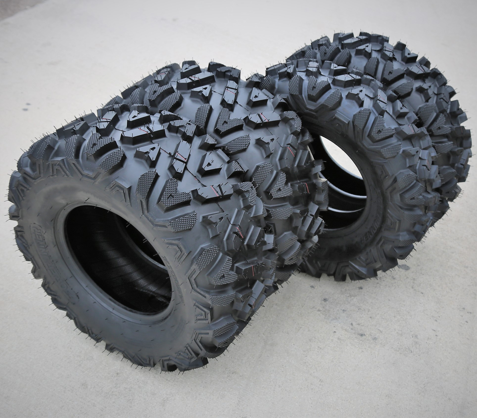 Set of 4 Forerunner Knight ATV UTV Mud Tires 2x 25x10-12 2x 25x8-12 6 Ply