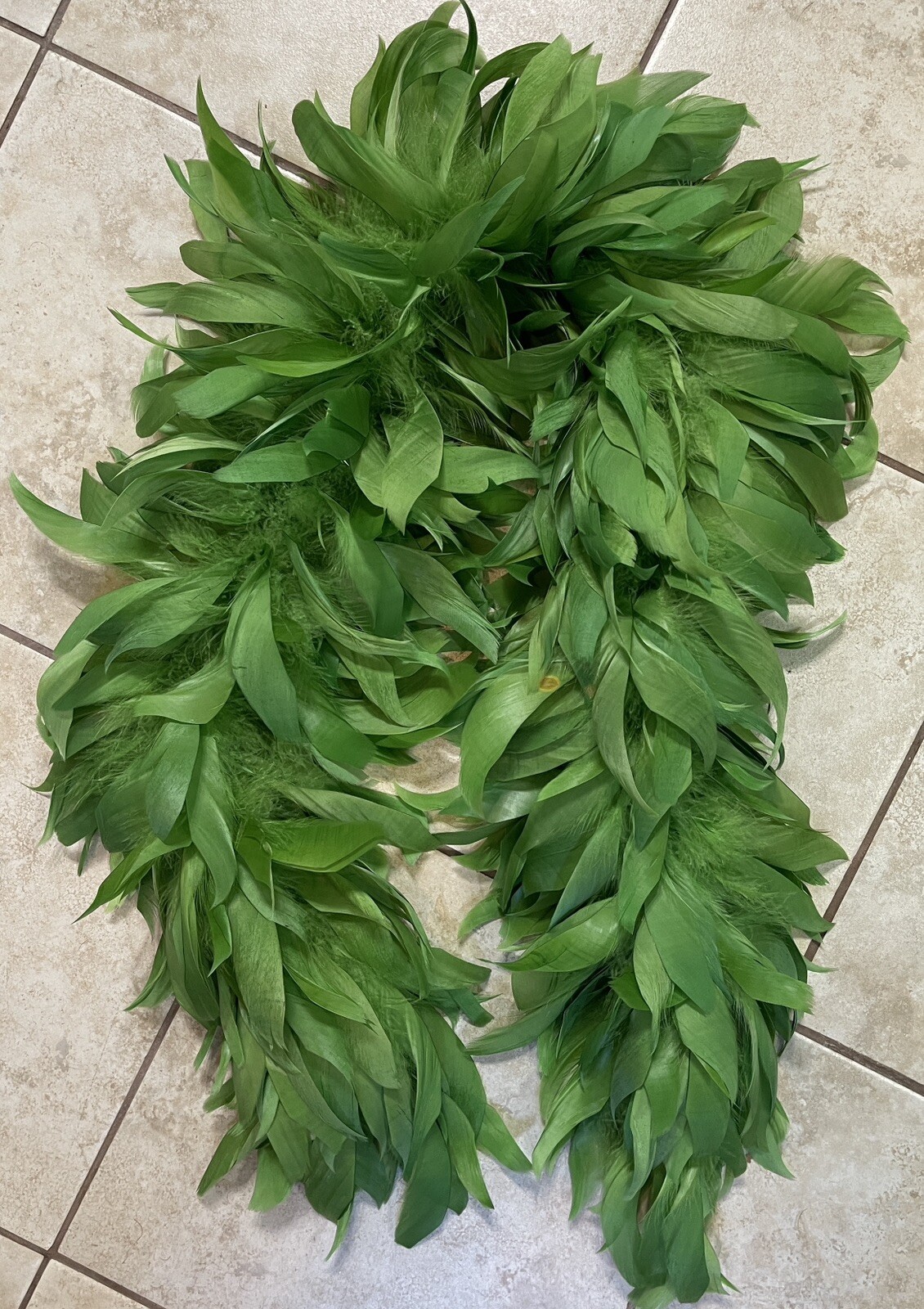 Antique Flapper Green Feather Neck Boa Scarf Wrap 1920s Art Deco Womens French