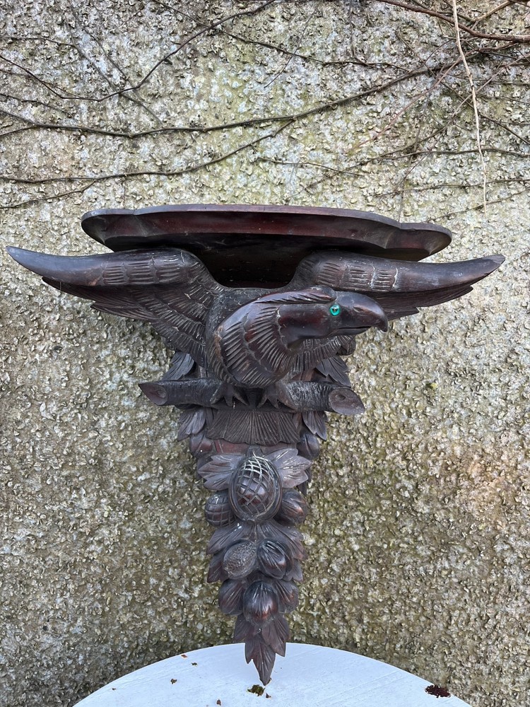 Antique Victorian Black Forest Craved Eagle Shelf.