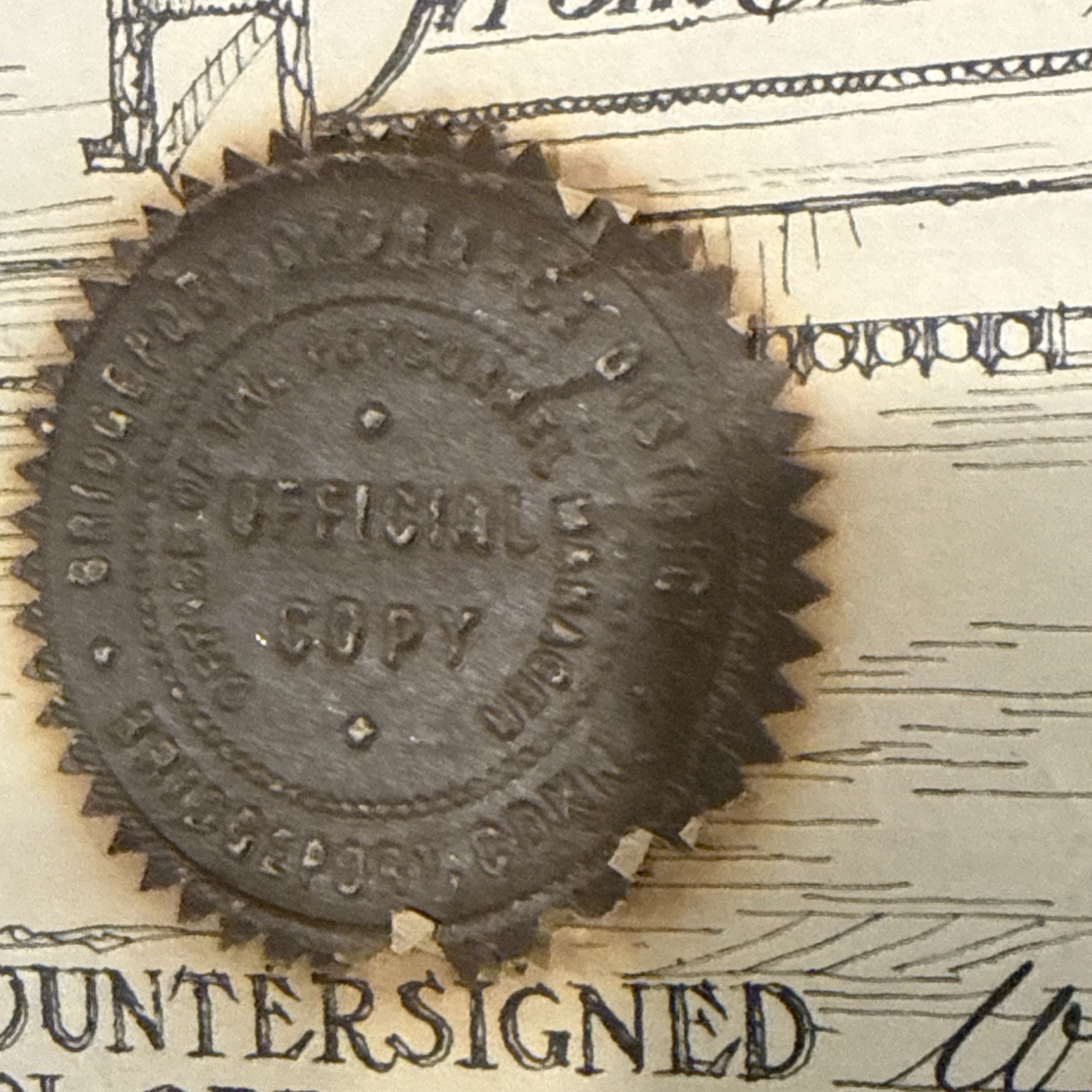 WWI US War Department Certificate of Service Forrest Campbell Chief of Ordnance