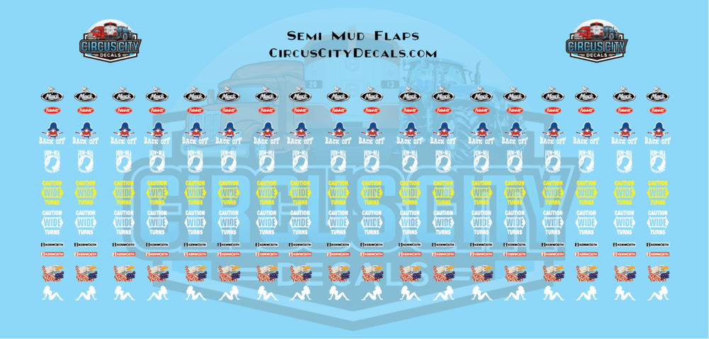 Semi Mud Flap Decal Set 1:64 Scale