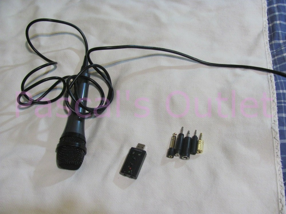 High Grade Low Noise 10-ft Wired Microphone ON-OFF Switch plus assorted Adapters