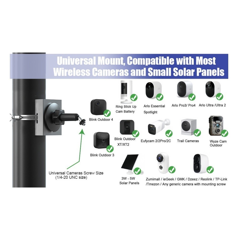 Solar Panel Mount Camera Bracket Outdoor Surveillance Pole And Tree Mounting