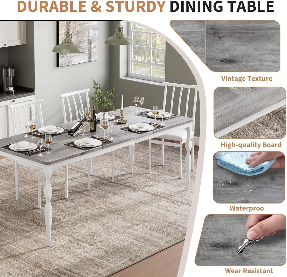 Rectangular Dining Table 6 71 in Rustic Farmhouse Kitchen Table W/ Large