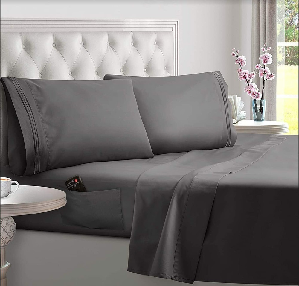 Deep Pocket Sheets Microfiber Sheets Bed Sheets Set 4 Piece Bedding Sets Queen