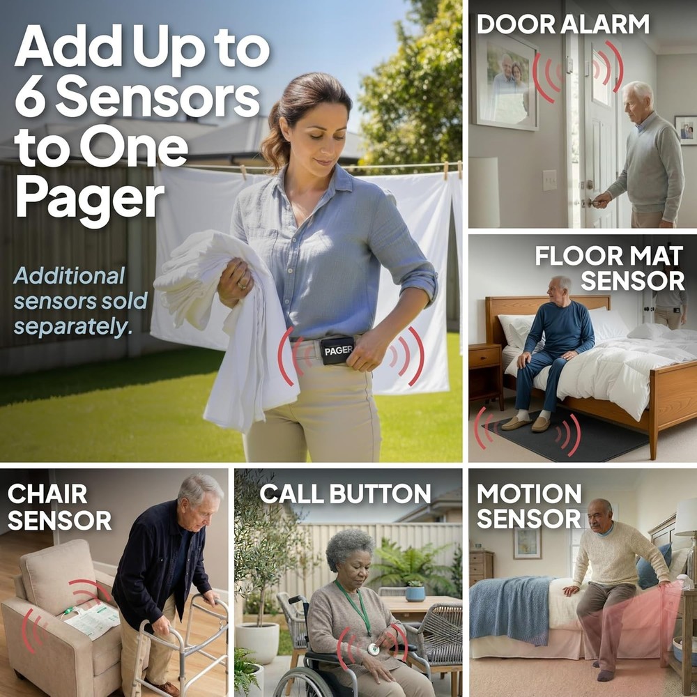 Fall Prevention Bed Exit Alarm - Wireless Pager & Sensor Technology Included