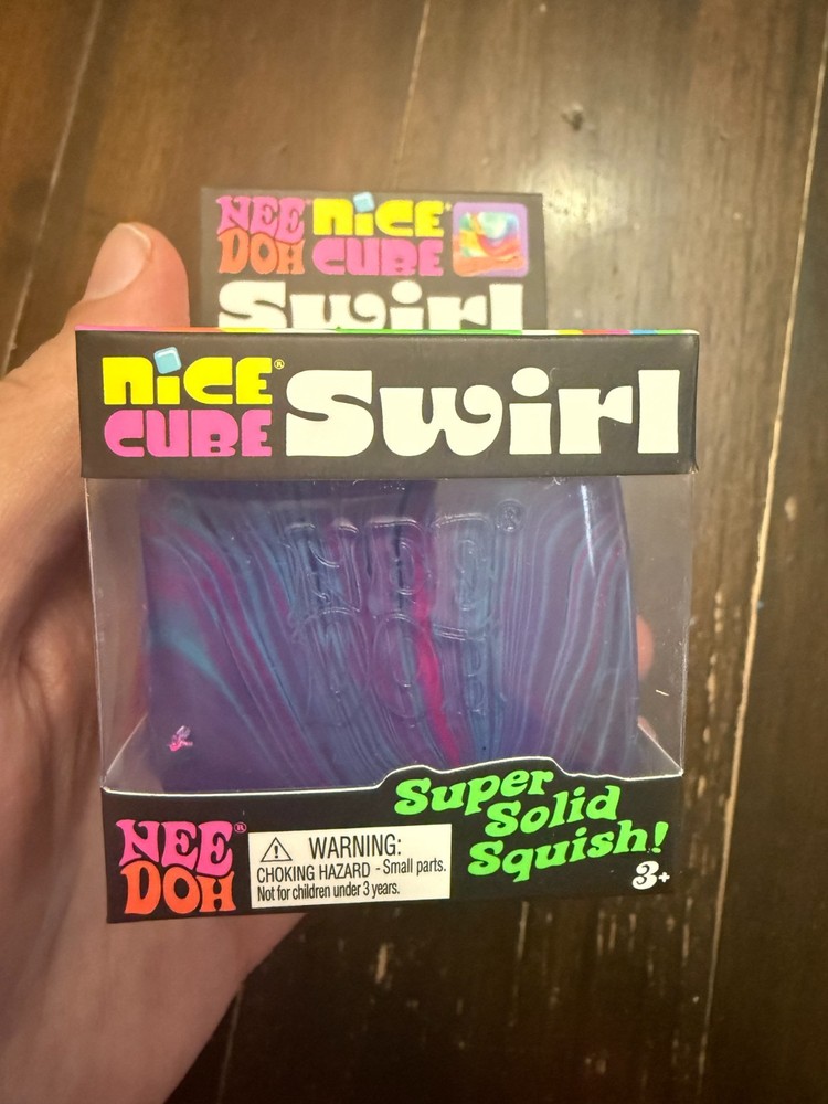 PURPLE BLUE Schylling NeeDoh Nice Cube Swirl. Super Solid Squish AUTHENTIC
