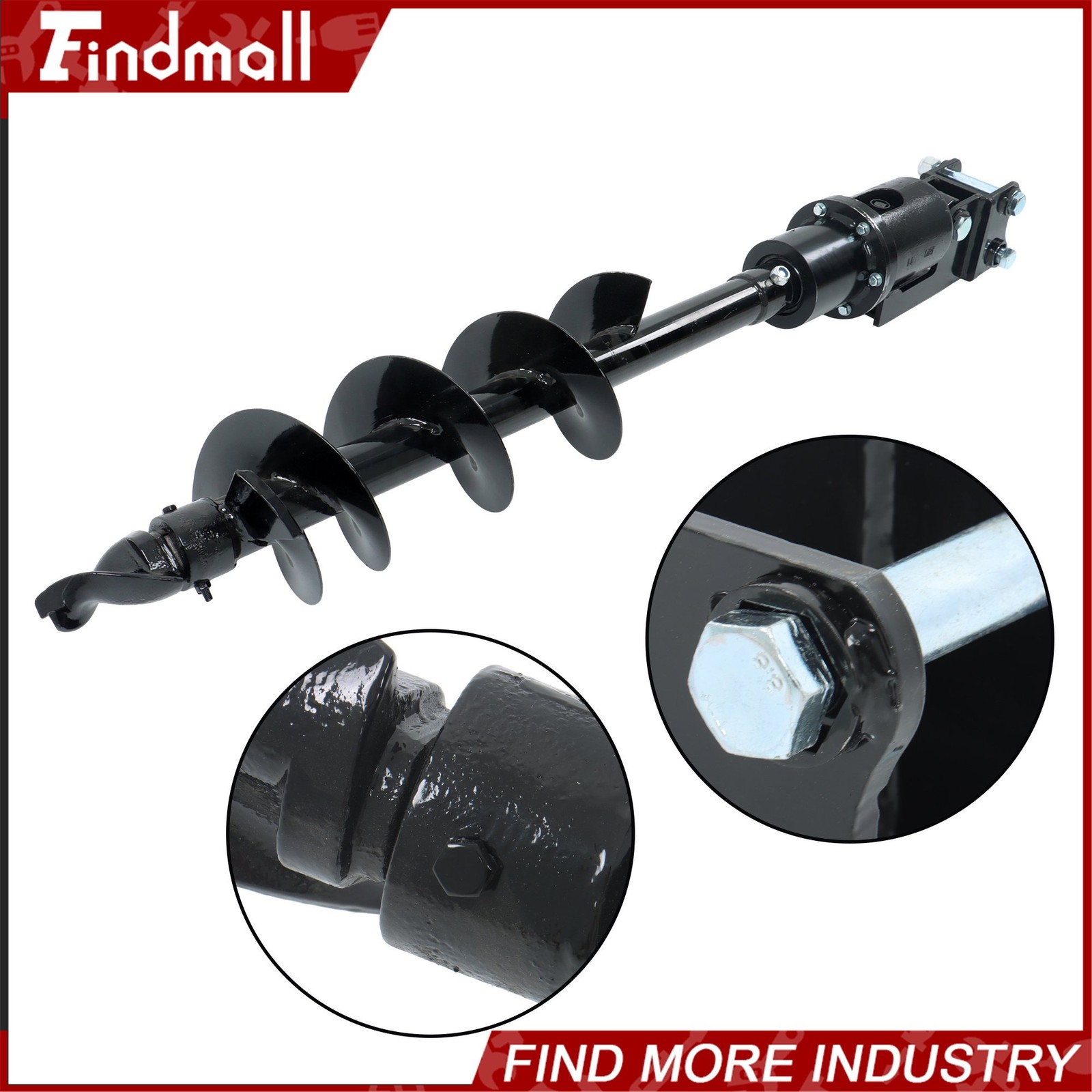 Findmall 200mm Auger Drill with Hoses for 1-1.5 Ton Mini Excavator