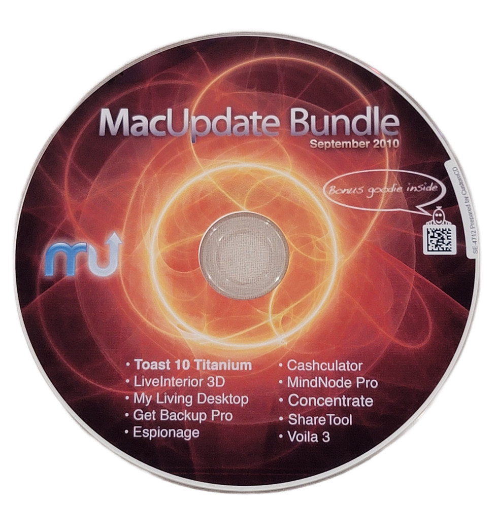 MacUpdate Bundle September 2010 Software CD-ROM Toast 10 Titanium & More Mac